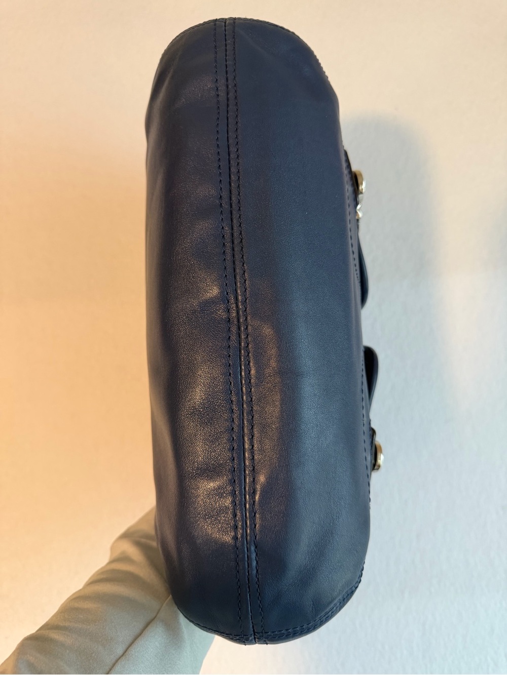 Coach Kristin Navy Cobalt Blue Leather Hobo Bag F23681 Push Lock Pockets - Picture 7 of 16
